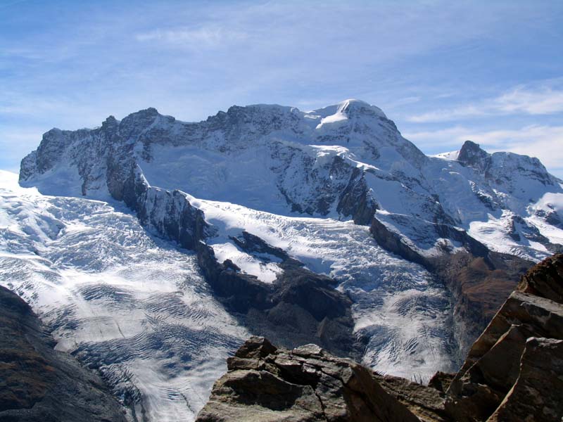 10 Breithorn West Mittel und Ostgipfel und ganz links Roccia Nero